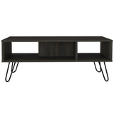 Mid-Century Modern Coffee Table with 3 Shelves,Metal Legs