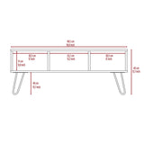 Mid-Century Modern Coffee Table with 3 Shelves,Metal Legs