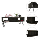 Mid-Century Modern Coffee Table with 3 Shelves,Metal Legs