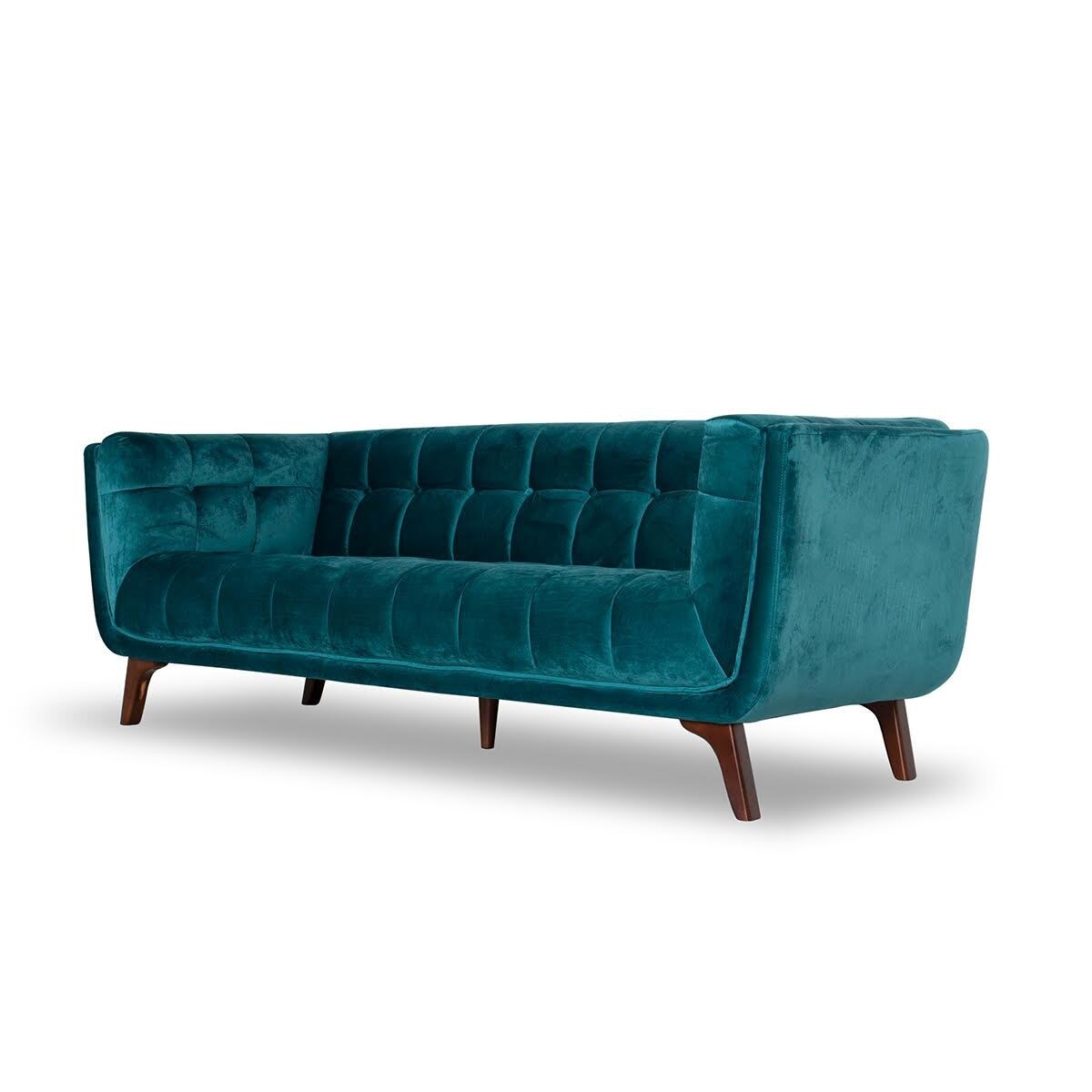 Mid Century Modern Keldon Teal Sofa 86" - 30" x 85" x 34"