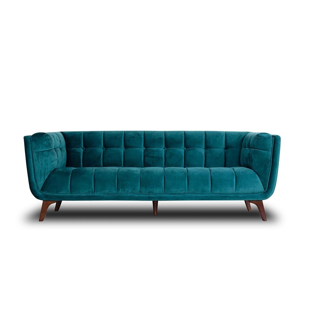 Mid Century Modern Keldon Teal Sofa 86" - 30" x 85" x 34"