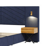 Mid-Century Modern King Size Velvet Bed Frame Platform Bed Upholstered Bed