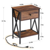 Javlergo Set of 2 Nightstand with USB Charging Station for Bedroom Living Room
