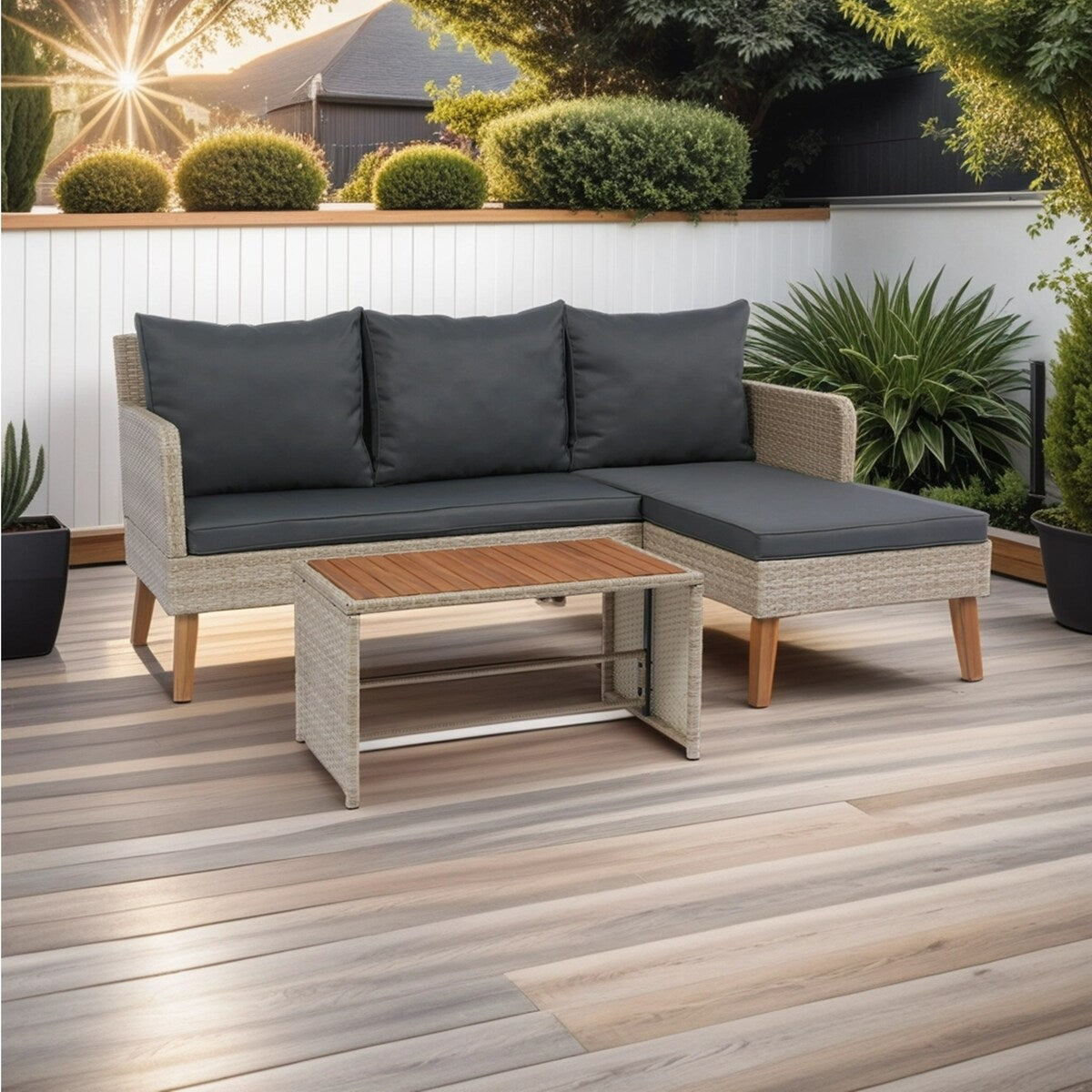 Mid-Century Modern Outdoor Patio Sectional Sofa Set Outdoor Furniture Set