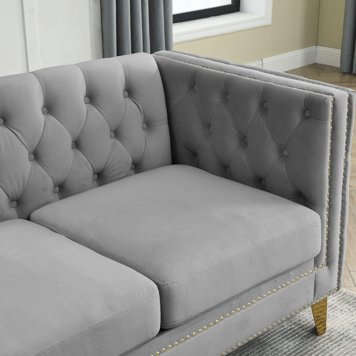 Mid-Century Modern Sofa Set Couch Luxury Modern Upholstered 3-Seater + 2-seater sofa Set