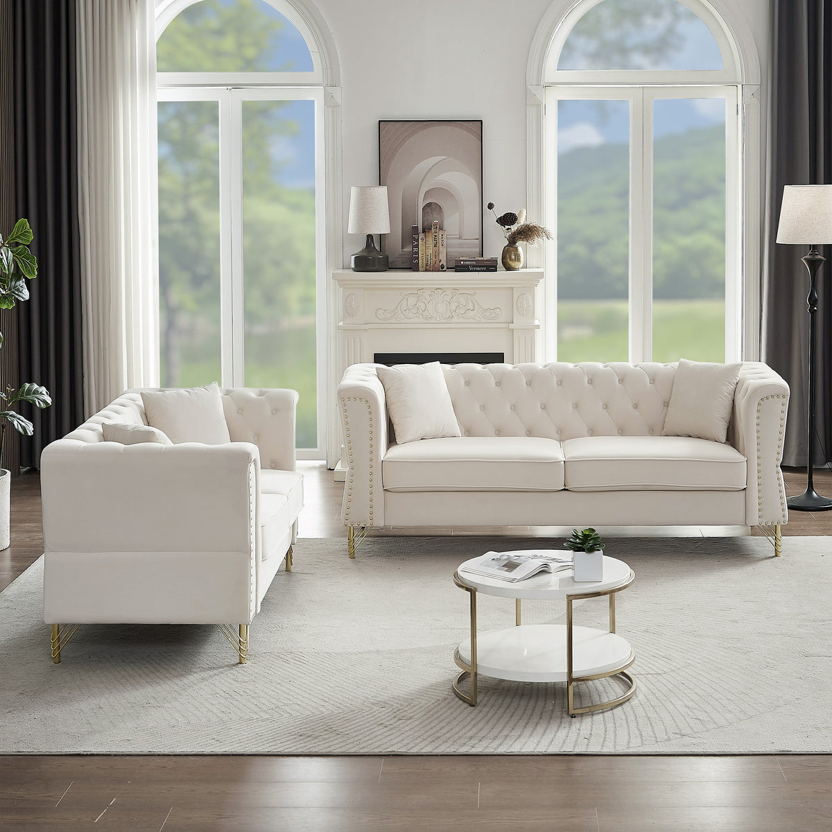 Mid-Century Modern Sofa Set Modular Sectional Sofa Couch Set 3-seater