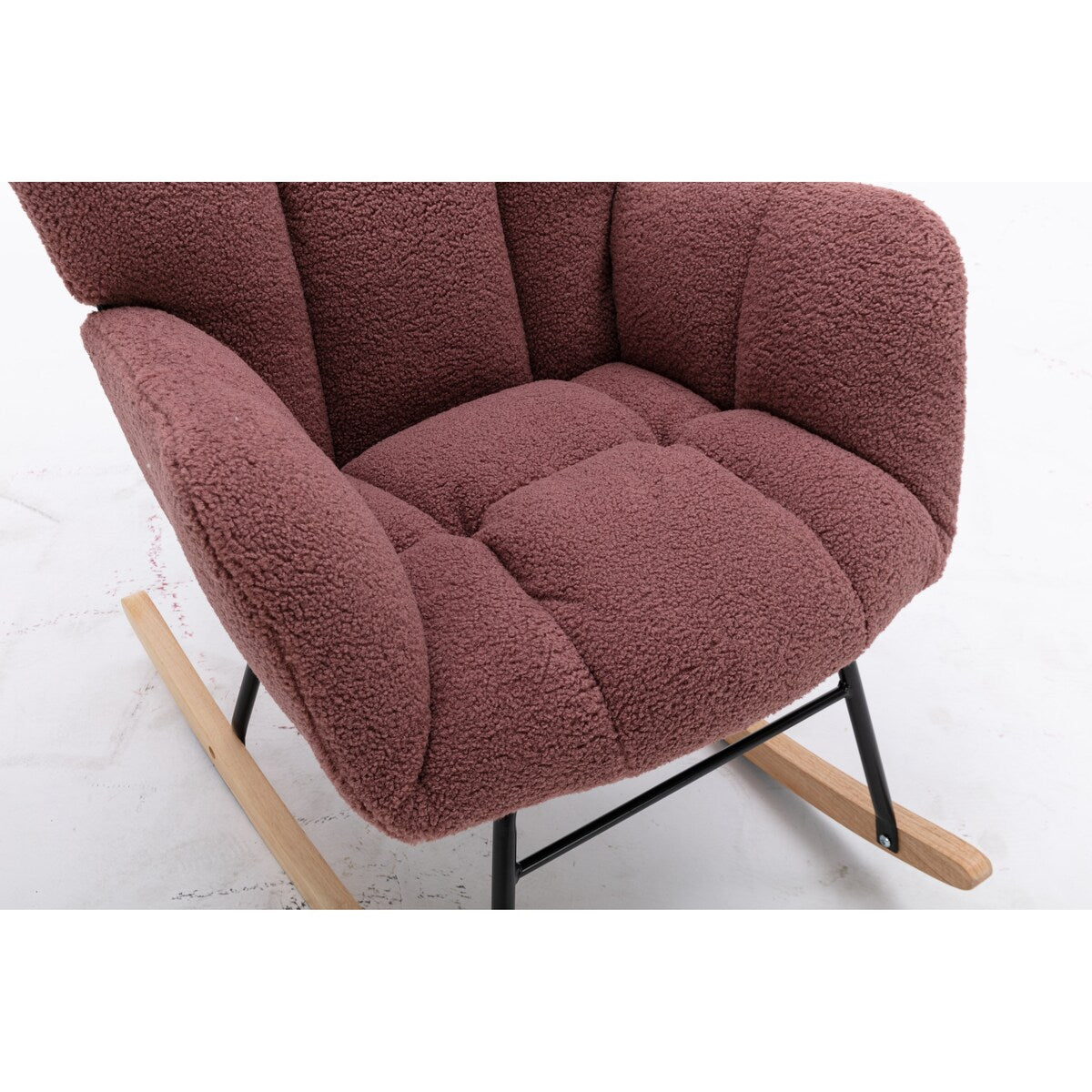Mid Century Modern Teddy Fabric Tufted Upholstered Rocking Chair for Living Room Bedroom