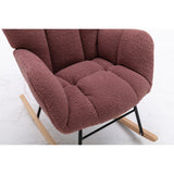 Mid Century Modern Teddy Fabric Tufted Upholstered Rocking Chair for Living Room Bedroom