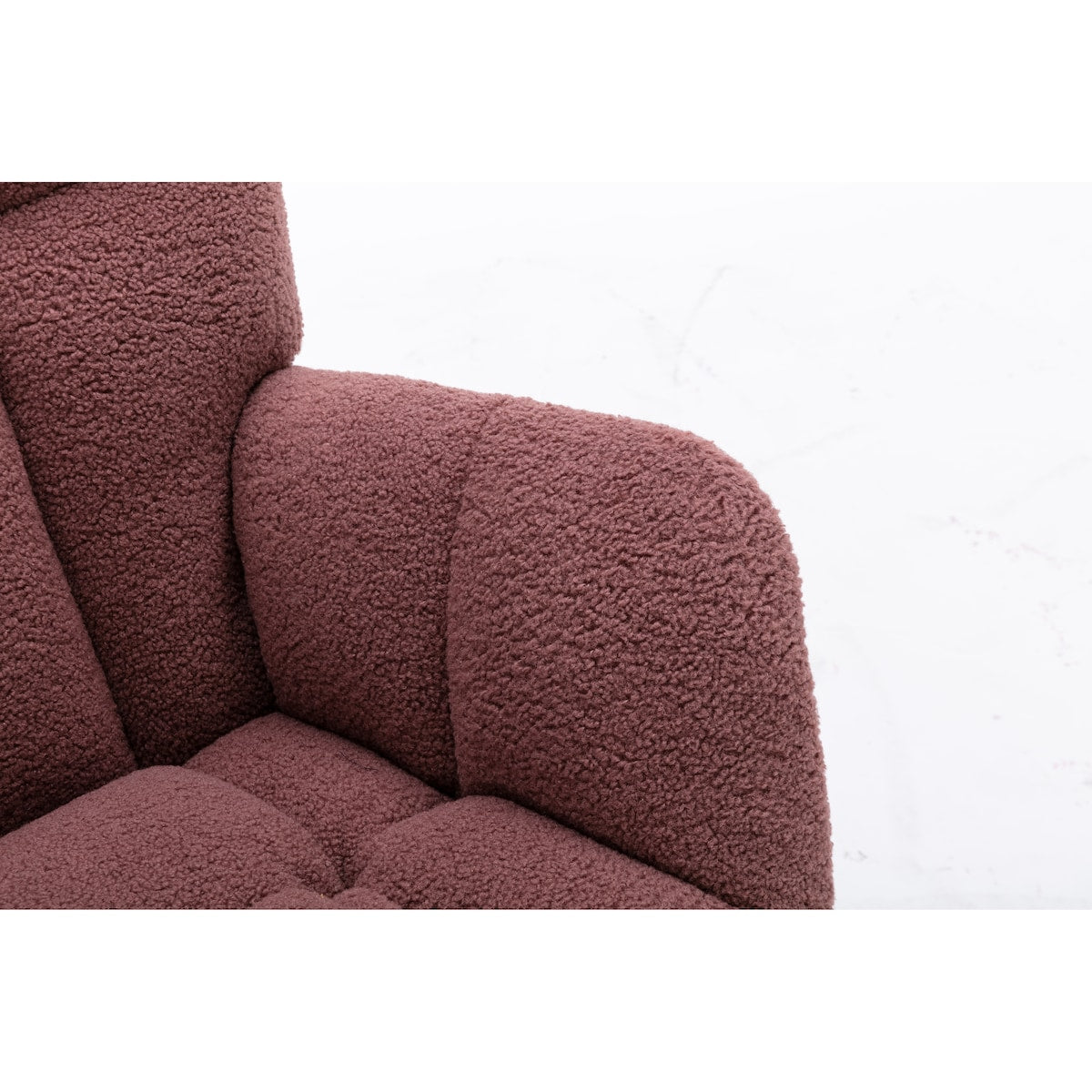 Mid Century Modern Teddy Fabric Tufted Upholstered Rocking Chair for Living Room Bedroom
