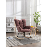 Mid Century Modern Teddy Fabric Tufted Upholstered Rocking Chair for Living Room Bedroom