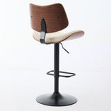 Mid Century Modern Walnut 360 Swivel Bar Stools Set of 4