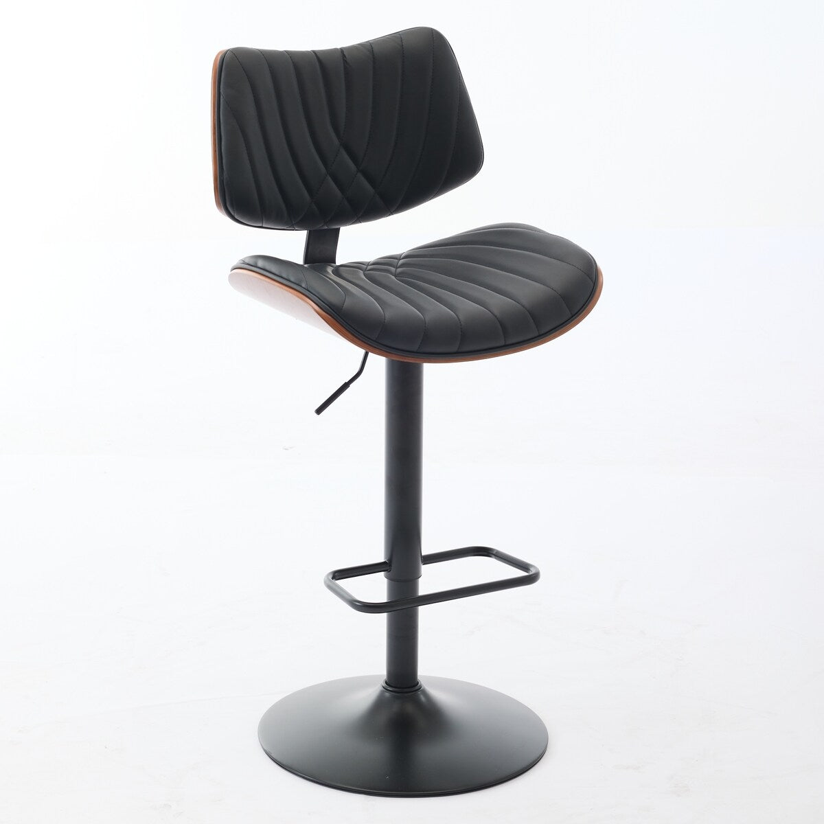 Mid Century Modern Walnut 360 Swivel Bar Stools Set of 4