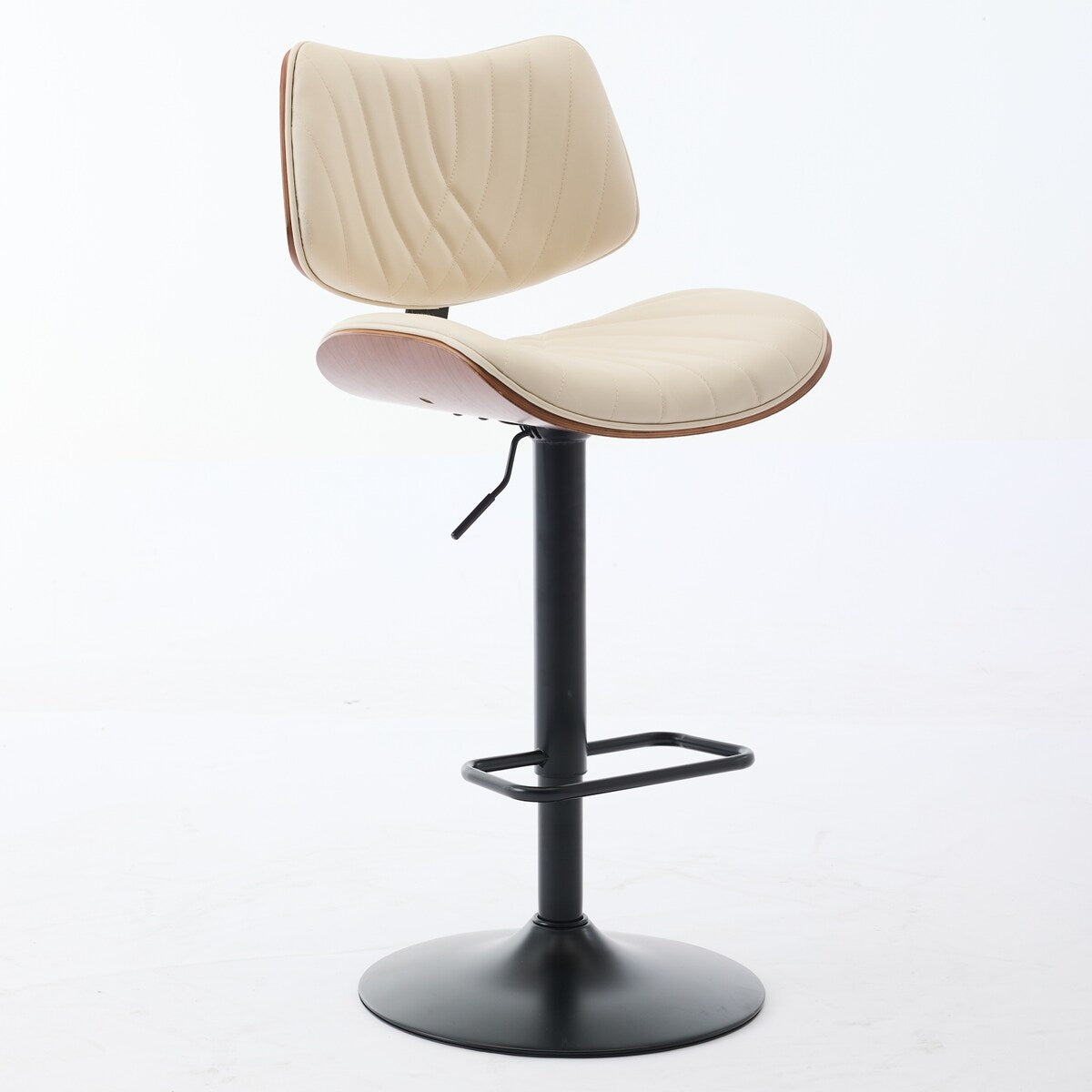 Mid Century Modern Walnut 360 Swivel Bar Stools Set of 4