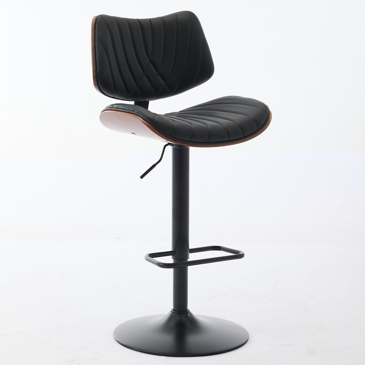 Mid Century Modern Walnut 360 Swivel Bar Stools Set of 4