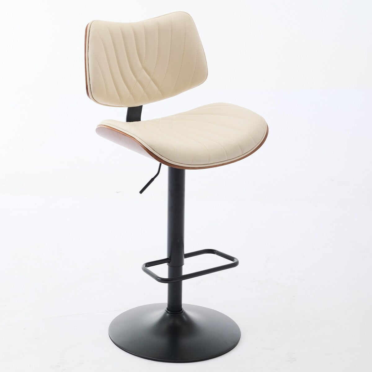 Mid Century Modern Walnut 360 Swivel Bar Stools Set of 4