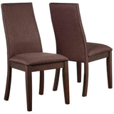 Mid-Century Modern Wood and Fabric Design Dining Chairs (Set of 2)