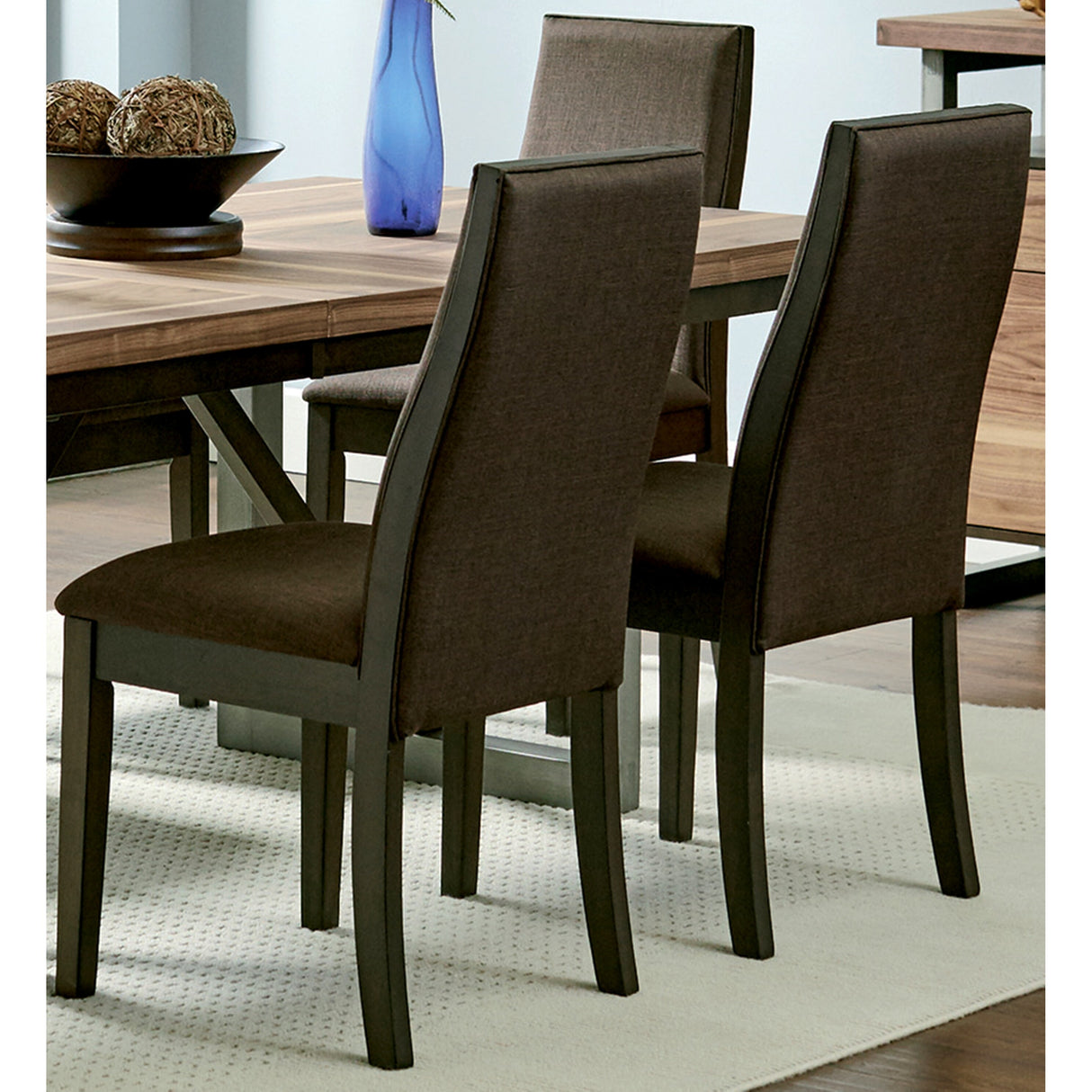 Mid-Century Modern Wood and Fabric Design Dining Chairs (Set of 2)