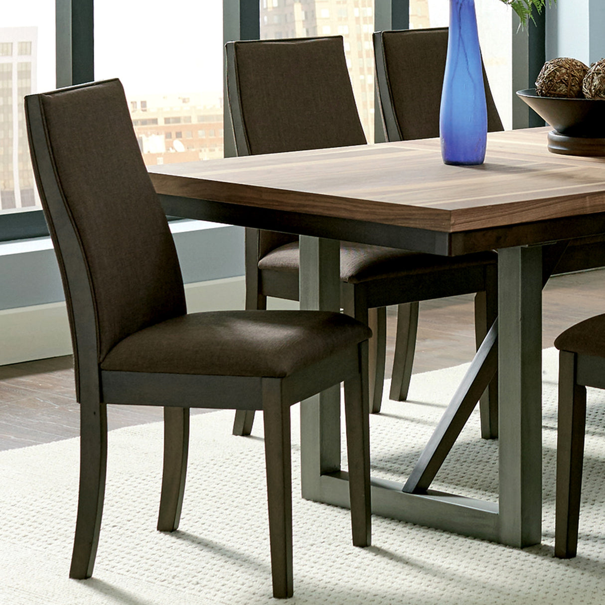 Mid-Century Modern Wood and Fabric Design Dining Chairs (Set of 2)