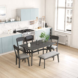 Mid-Century Style 6-Piece Dining Table Setwith Bench