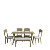 Mid-Century Style 6-Piece Dining Table Setwith Bench