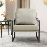 Mid Century Upholstered Armchair PU Leather Accent Chair with Metal Frame Extra-Thick Padded Backrest Sofa Chairs