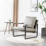 Mid Century Upholstered Armchair PU Leather Accent Chair with Metal Frame Extra-Thick Padded Backrest Sofa Chairs