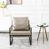 Mid Century Upholstered Armchair PU Leather Accent Chair with Metal Frame Extra-Thick Padded Backrest Sofa Chairs
