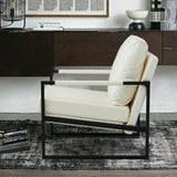 Mid Century Upholstered Armchair PU Leather Accent Chair with Metal Frame Extra-Thick Padded Backrest Sofa Chairs