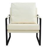 Mid Century Upholstered Armchair PU Leather Accent Chair with Metal Frame Extra-Thick Padded Backrest Sofa Chairs