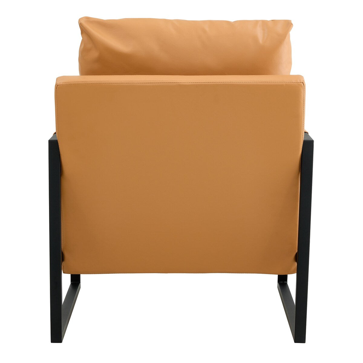 Mid Century Upholstered Armchair PU Leather Accent Chair with Metal Frame Extra-Thick Padded Backrest Sofa Chairs