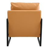 Mid Century Upholstered Armchair PU Leather Accent Chair with Metal Frame Extra-Thick Padded Backrest Sofa Chairs