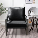 Mid Century Upholstered Armchair PU Leather Accent Chair with Metal Frame Extra-Thick Padded Backrest Sofa Chairs