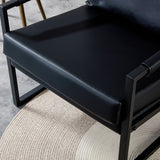 Mid Century Upholstered Armchair PU Leather Accent Chair with Metal Frame Extra-Thick Padded Backrest Sofa Chairs