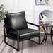 Mid Century Upholstered Armchair PU Leather Accent Chair with Metal Frame Extra-Thick Padded Backrest Sofa Chairs