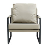 Mid Century Upholstered Armchair PU Leather Accent Chair with Metal Frame Extra-Thick Padded Backrest Sofa Chairs