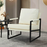 Mid Century Upholstered Armchair PU Leather Accent Chair with Metal Frame Extra-Thick Padded Backrest Sofa Chairs