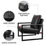 Mid Century Upholstered Armchair PU Leather Accent Chair with Metal Frame Extra-Thick Padded Backrest Sofa Chairs