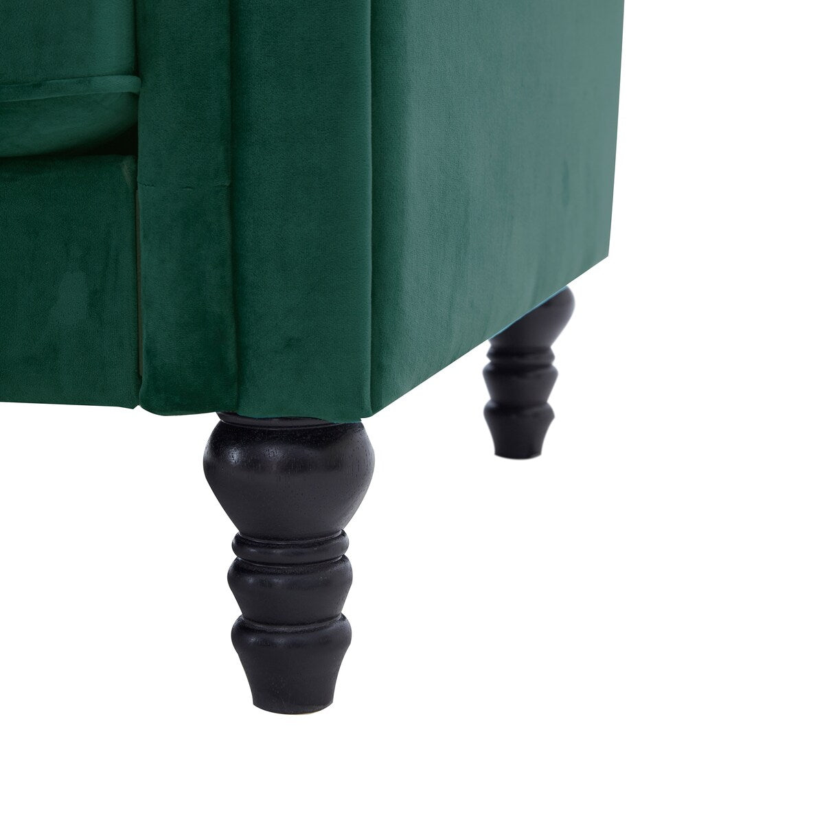 Mid-Century Upholstered Velvet Tufted Sofa with Scroll Arms