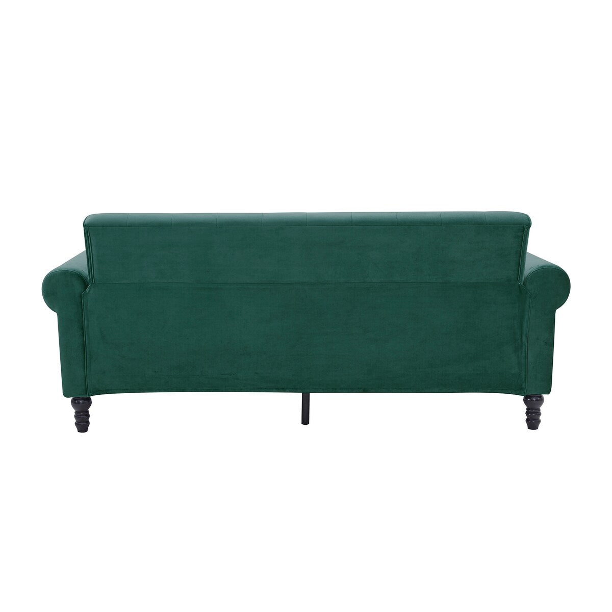 Mid-Century Upholstered Velvet Tufted Sofa with Scroll Arms