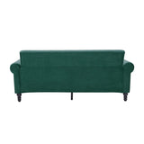 Mid-Century Upholstered Velvet Tufted Sofa with Scroll Arms