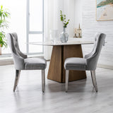 Velvet Upholstered Dining Chairs (Set of 2) with Stainless Steel Legs