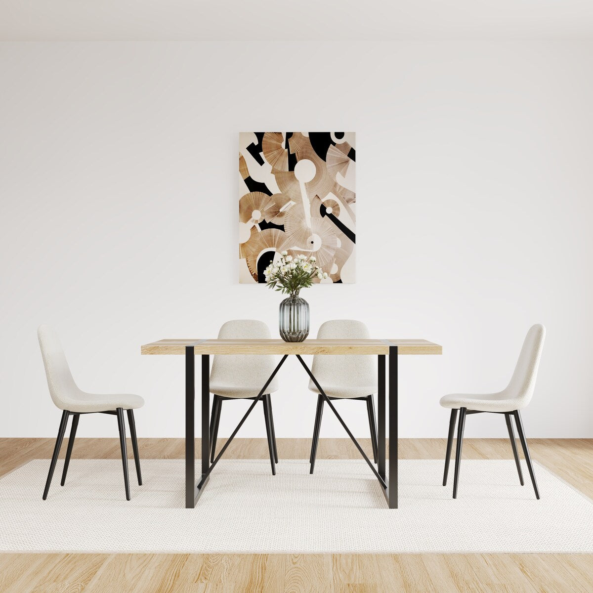Mid Century Wooden Kitchen Table Set for Restaurant 5 Piece Sets