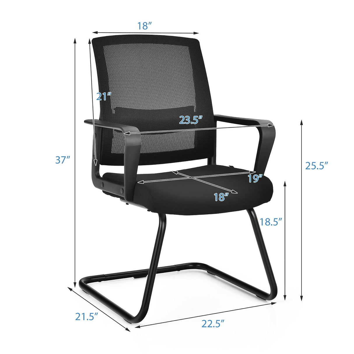 Mid Mesh Back Conference Chair Reception Office Guest Arm Chair
