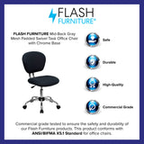 Mid-back Mesh Padded Swivel Task Office Chair with Chrome Base