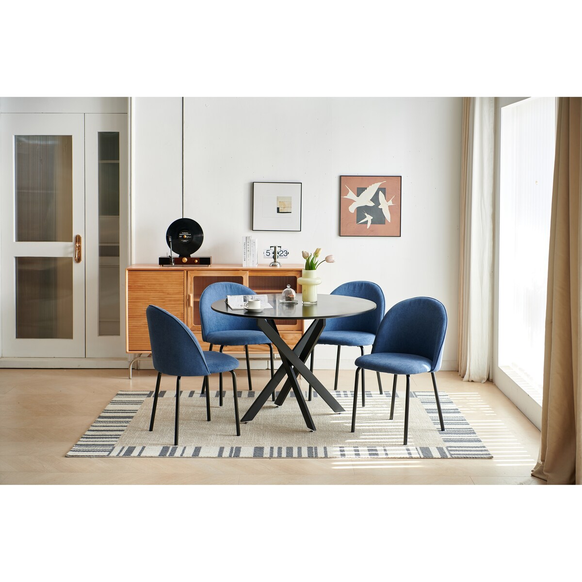 Mid-century Dining Table With Round Table Top Pedestal Dining Table