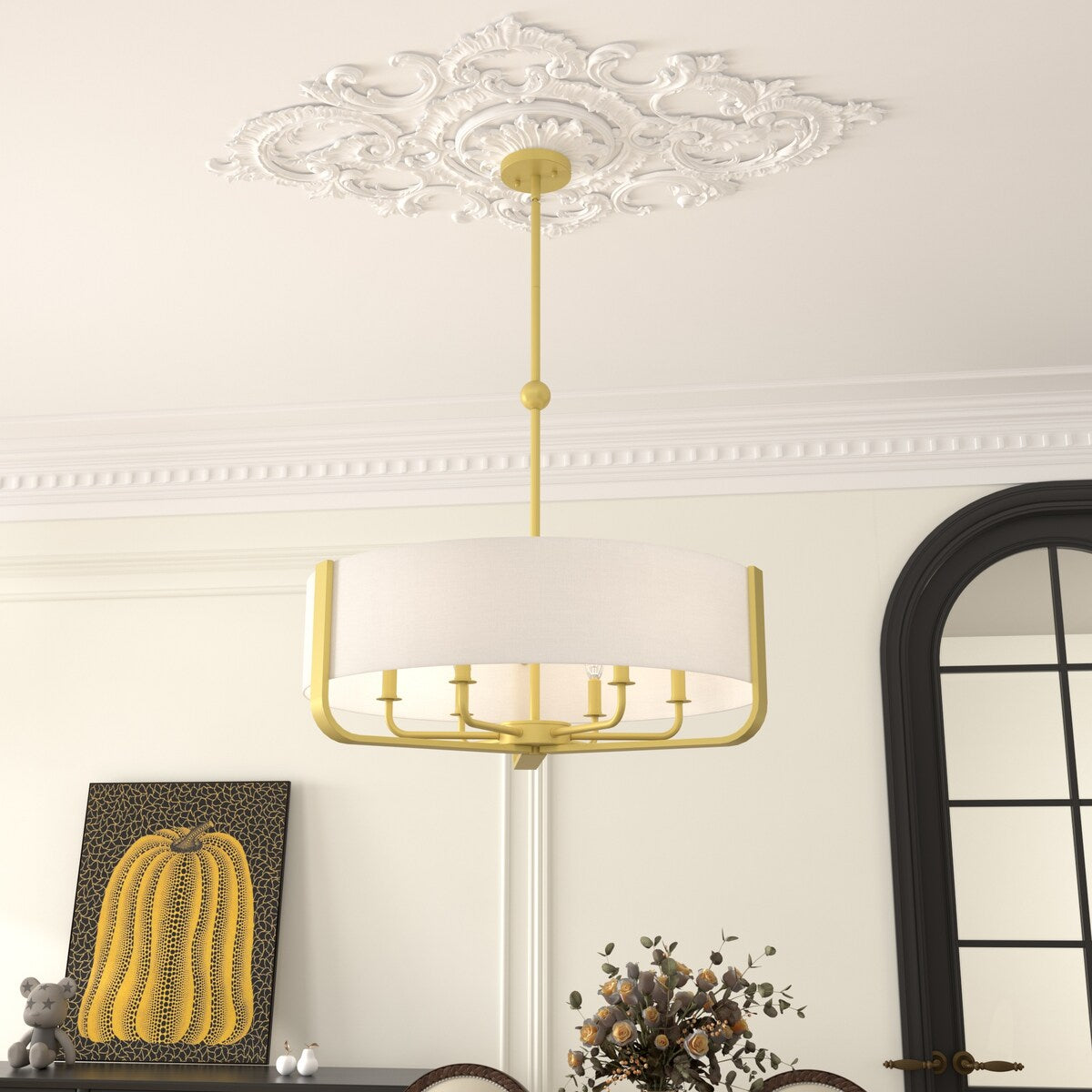 Mid-century Modern 6-light Drum Chandelier - 28.87