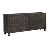 Mid-century Modern Six Drawer Storage Credenza/Sideboard with Pull-out Trays - Weathered Black