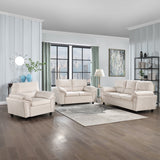Mid-century Modern Upholstered Velvet Sofa Set with Armchair, Loveseat, 3-Seater Sofa