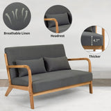 Mid-century Upholstered Accent Sofa in solid wood for 2