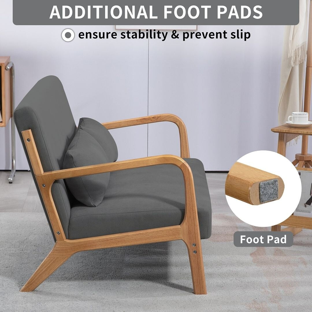 Mid-century Upholstered Accent Sofa in solid wood for 2